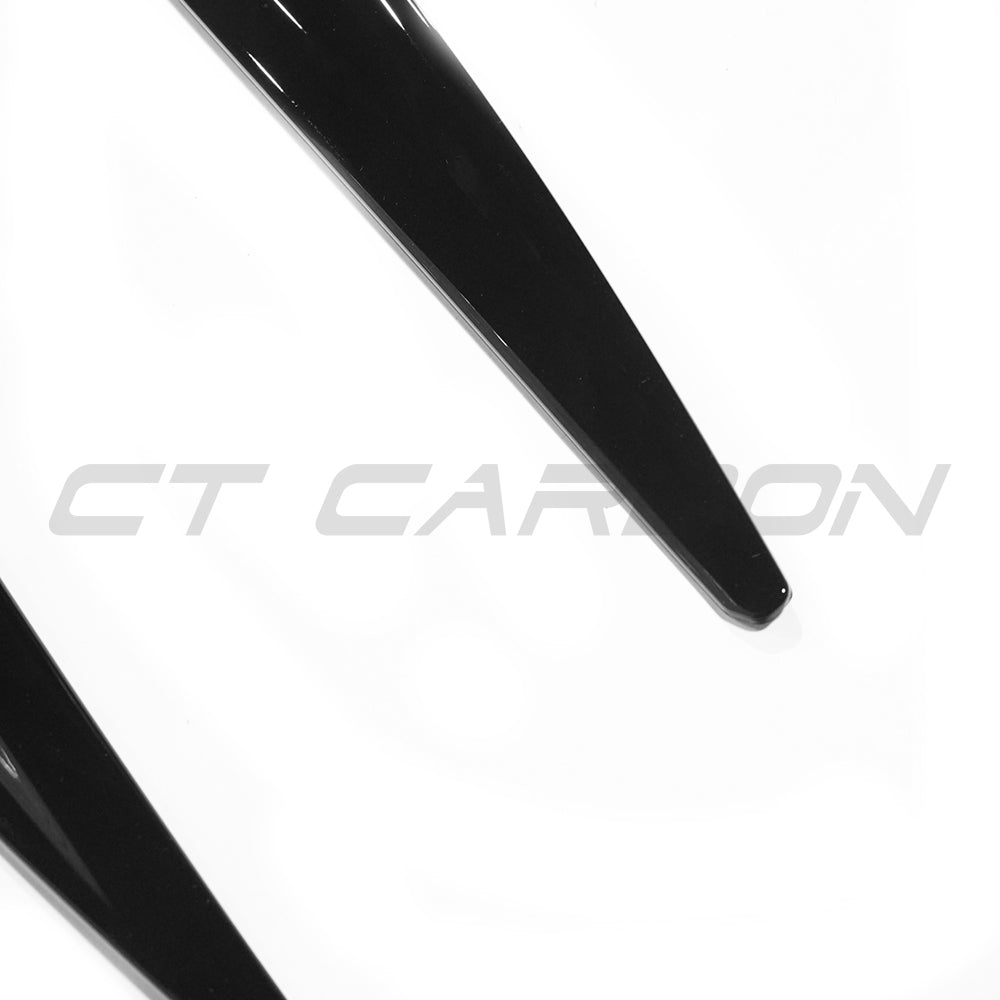 BMW 4 Series G22/G23 Side Skirts / Side Skirt Extensions – Gloss Piano Black ABS Rocker/Sill Extensions, M Performance Style Side Blades (MP Style) – Fits 2020+ Coupe & Convertible (420i 430i M440i xDrive) – BLAK by CT Carbon