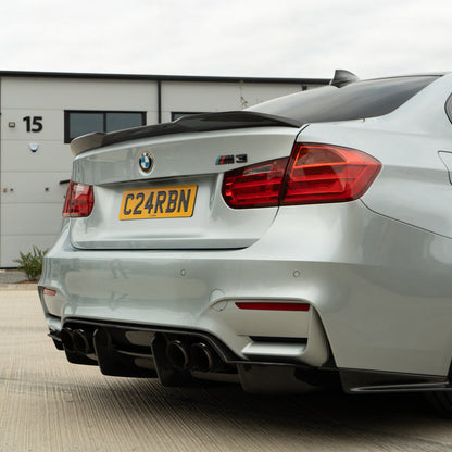 BMW F80 M3 & F30 3 Series V2 Carbon Boot Lip / Trunk Spoiler - Pre-Preg Dry Carbon Fibre/Fiber Rear Decklid Wing (Saloon/Sedan) 2011-2019 F30, 2014-2020 F80 | Gloss OEM+ Ducktail