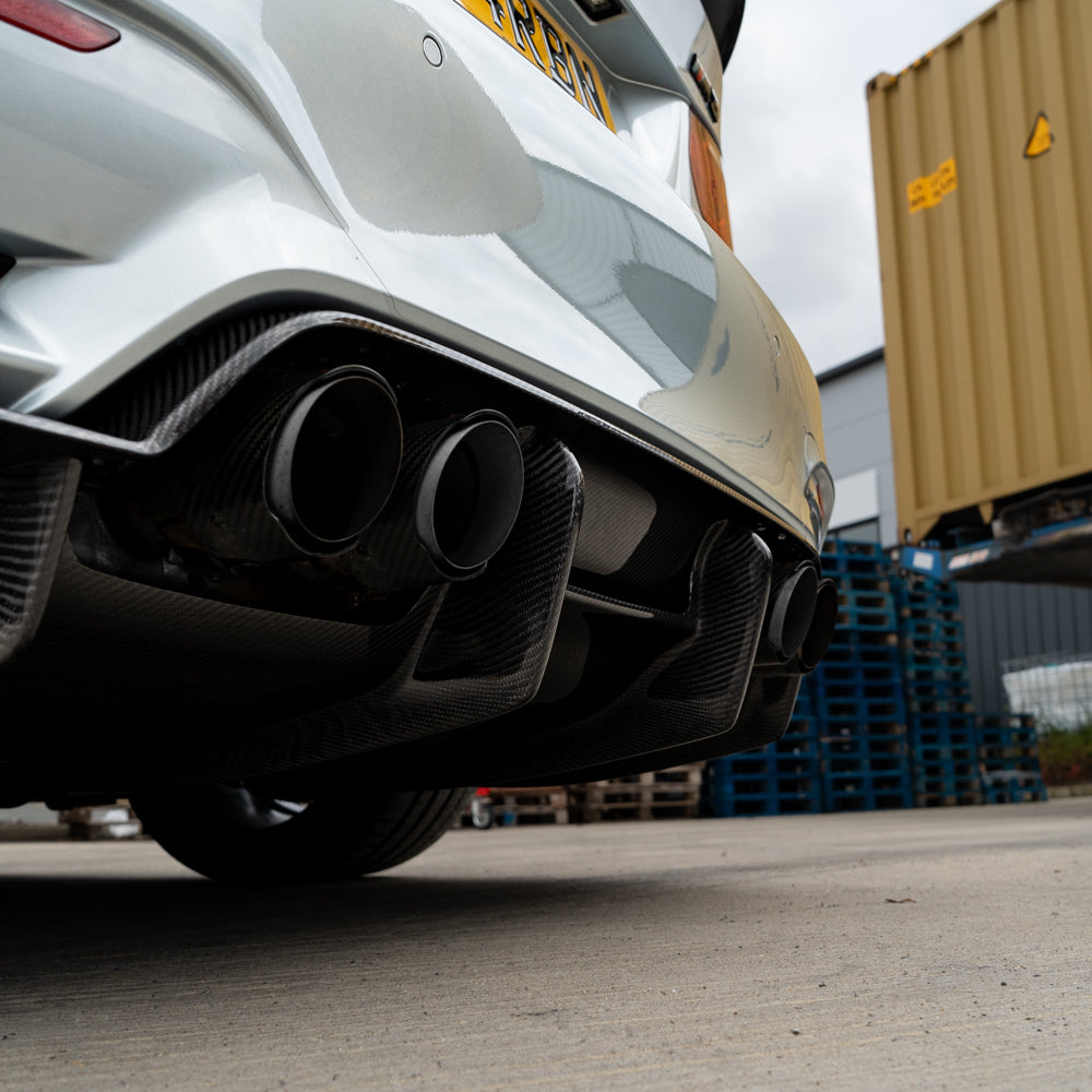 BMW M3/M4 F80 F82 F83 Rear Diffuser / Valance (2014-2020) Gloss Carbon Fibre/Fiber - PS/PSM/M Performance Style Rear Bumper Trim, F8X Carbon Rear Splitter Insert by CT Carbon