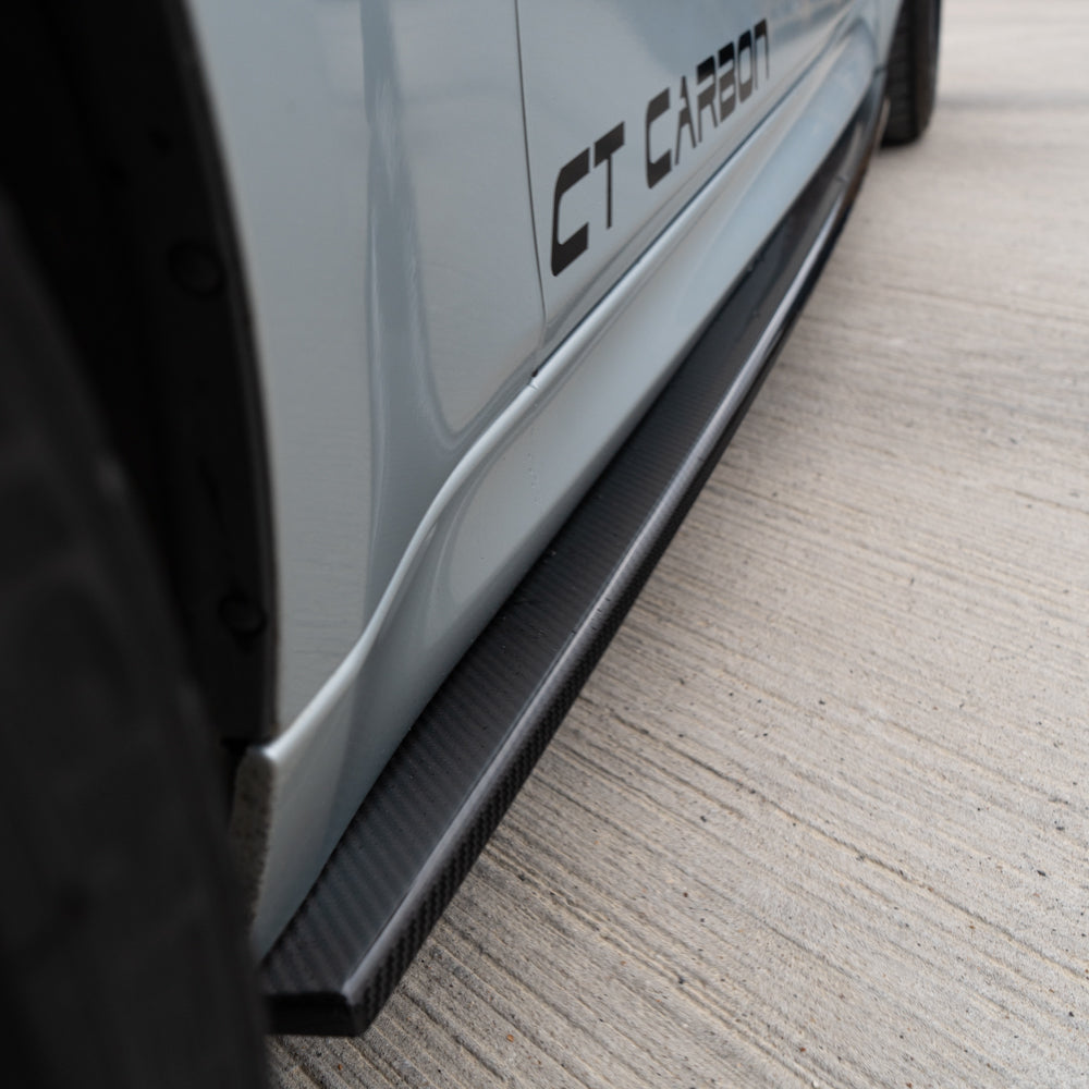 BMW M3 M4 F80 F82 F83 2014-2020 Dry Pre-Preg Carbon Fibre Side Skirts, Side Splitters & Rocker Panel Extensions – Gloss Carbon Aero Sill Blades/Lips by CT Carbon