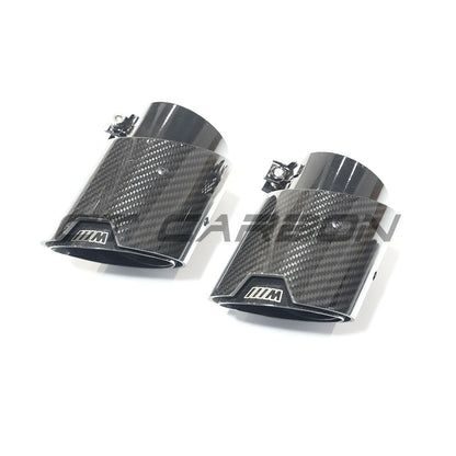 BMW M2 G87, M3 G80 G81, M4 G82 G83 Carbon Fibre/Fiber Exhaust Tips - Gloss Black Tailpipe Finishers/Tail Tips (Quad Muffler Tips, Set of 4) by CT Carbon