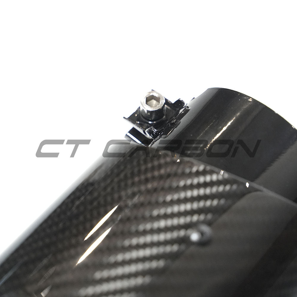 BMW M2 G87, M3 G80 G81, M4 G82 G83 Carbon Fibre/Fiber Exhaust Tips - Gloss Black Tailpipe Finishers/Tail Tips (Quad Muffler Tips, Set of 4) by CT Carbon