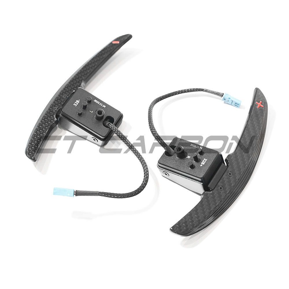 Carbon Fibre Magnetic Paddle Shifters – Extended Steering Wheel Gear Change Paddle Extenders for BMW F/G Series (M2 M3 M4, X3M X4M X5M), Toyota GR Supra A90, MINI Cooper S F56 – DCT/ZF8 – CT Carbon