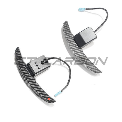 BMW Carbon Fibre/Fiber Magnetic Paddle Shifters – Steering Wheel Shift Paddle Extensions Upgrade | M Performance Style | Fits M2 M3 M4 (F80 F82 F87 G80 G82), 3/4 Series G20 G22, X3M X4M, 5/8 Series, A90 GR Supra, MINI F56 | Flappy Paddle Replacement Kit