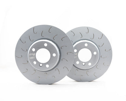 VBT 345mm Rear J-Hook Slotted 2-Piece Brake Discs/Rotors (Pair) for BMW F3x M Sport - 3 Series F30 F31 F34 & 4 Series F32 F33 F36 | High-Carbon Grooved OE-Size Rear Rotor Upgrade/Replacement