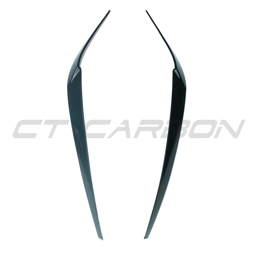 BMW 5 Series G30 2017-2023 Piano/Gloss Black Headlight Eyelids Eyebrows – Front Lamp Brow Trims & Covers – Headlamp Light Brows – M Sport Shadowline Look