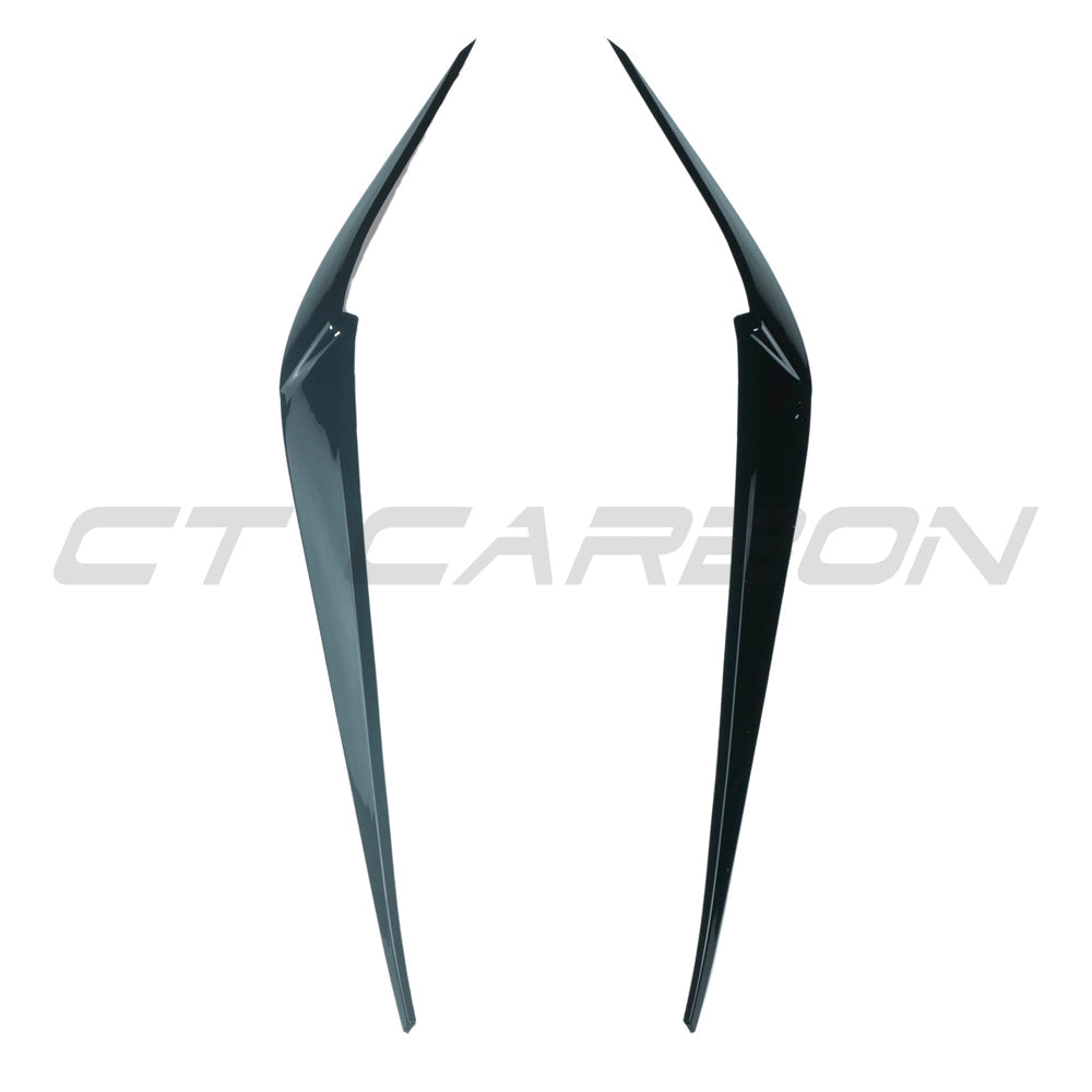 CT Carbon Gloss Black Headlight Eyelids/Eyebrows for BMW X3 X4 X3M X4M (G01 G02 F97 F98) - Headlamp Eyebrow Covers Trim Set, Piano Black Shadowline, M Performance Style, 2017-2022 Front Light Eyebrow Spoiler