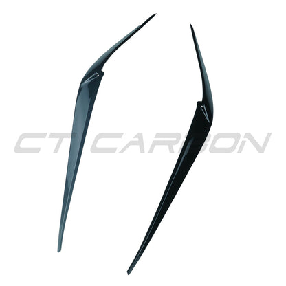 CT Carbon Gloss Black Headlight Eyelids/Eyebrows for BMW X3 X4 X3M X4M (G01 G02 F97 F98) - Headlamp Eyebrow Covers Trim Set, Piano Black Shadowline, M Performance Style, 2017-2022 Front Light Eyebrow Spoiler