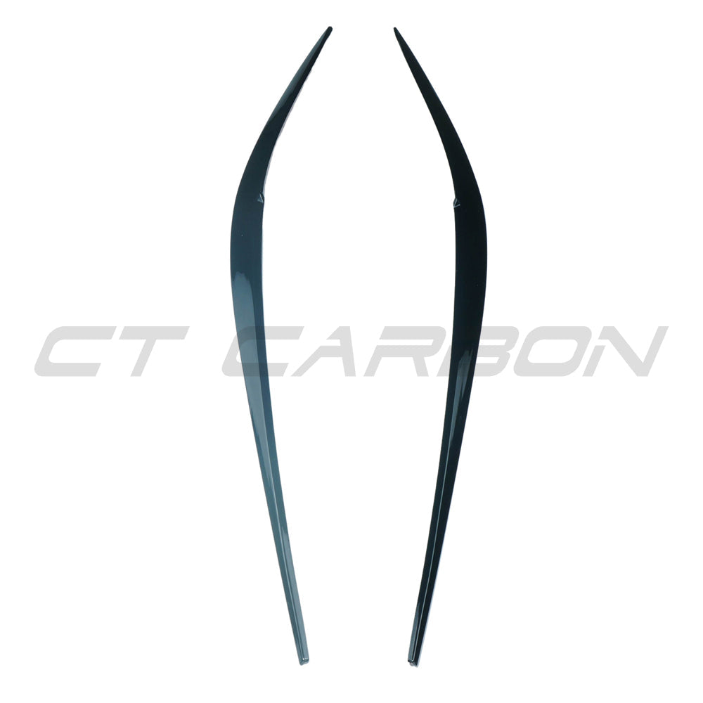 BMW G20 3 Series Headlight Eyebrows/Eyelids in Gloss Piano Black – Lamp Brow Covers & Eyelid Trims (2018-2022) | Front Light/Headlamp Top Cover Set for Saloon/Sedan | CT Carbon BLAK OEM+