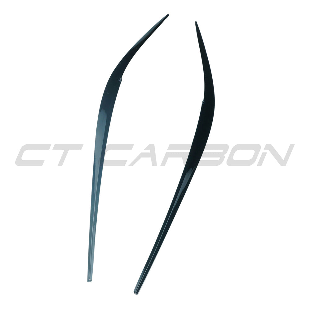 BMW G20 3 Series Headlight Eyebrows/Eyelids in Gloss Piano Black – Lamp Brow Covers & Eyelid Trims (2018-2022) | Front Light/Headlamp Top Cover Set for Saloon/Sedan | CT Carbon BLAK OEM+