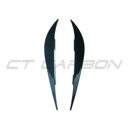 BMW 4 Series F32 F33 F36 (2013-2020), M3 F80 & M4 F82 F83 Headlight Eyelids/Eyebrows - Gloss Black Headlamp Brow Upper Light Trim Covers by CT Carbon