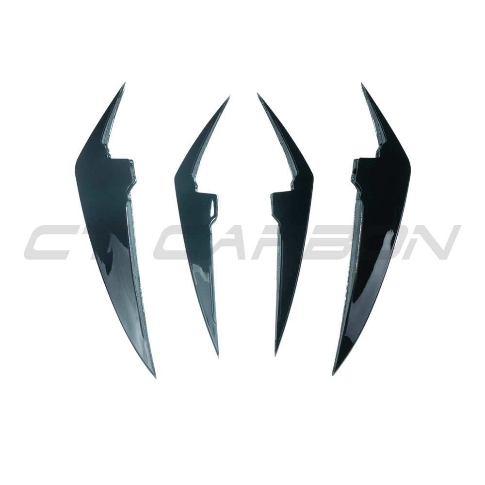 BMW 3 Series G20/G21 LCI 2022+ Front Bumper Canards / Dive Planes / Aero Fins Winglets - Gloss Piano Black ABS - Facelift Saloon & Touring - BLAK by CT