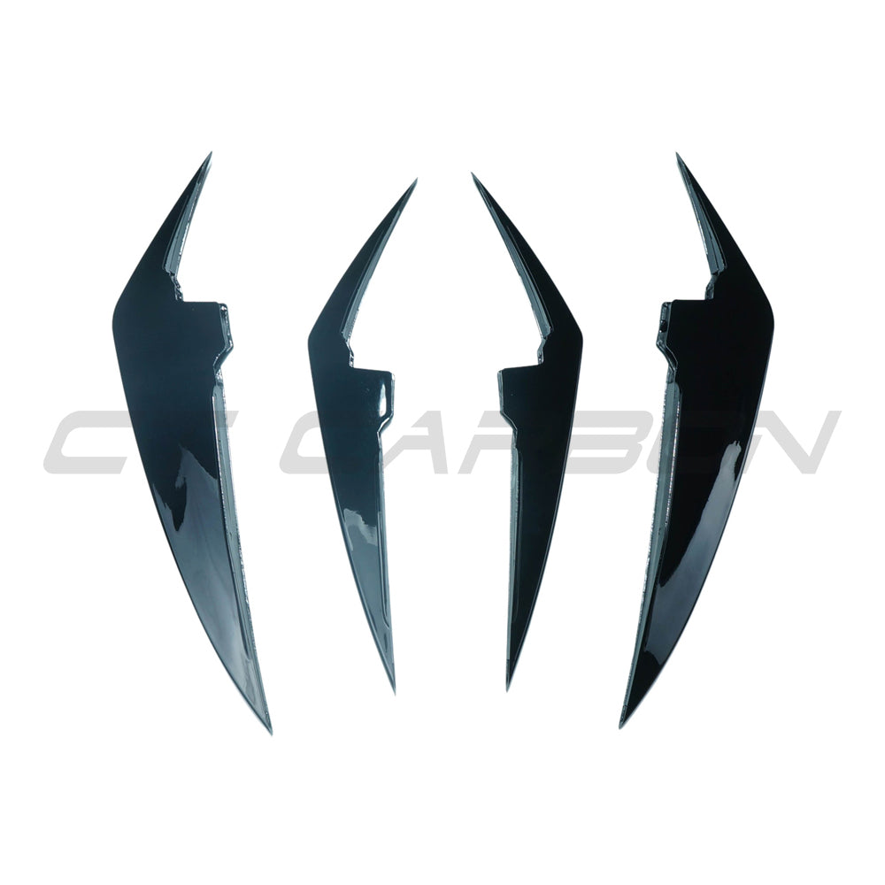 BMW 3 Series G20/G21 LCI 2022+ Front Bumper Canards / Dive Planes / Aero Fins Winglets - Gloss Piano Black ABS - Facelift Saloon & Touring - BLAK by CT