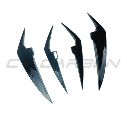 BMW 3 Series G20/G21 LCI 2022+ Front Bumper Canards / Dive Planes / Aero Fins Winglets - Gloss Piano Black ABS - Facelift Saloon & Touring - BLAK by CT