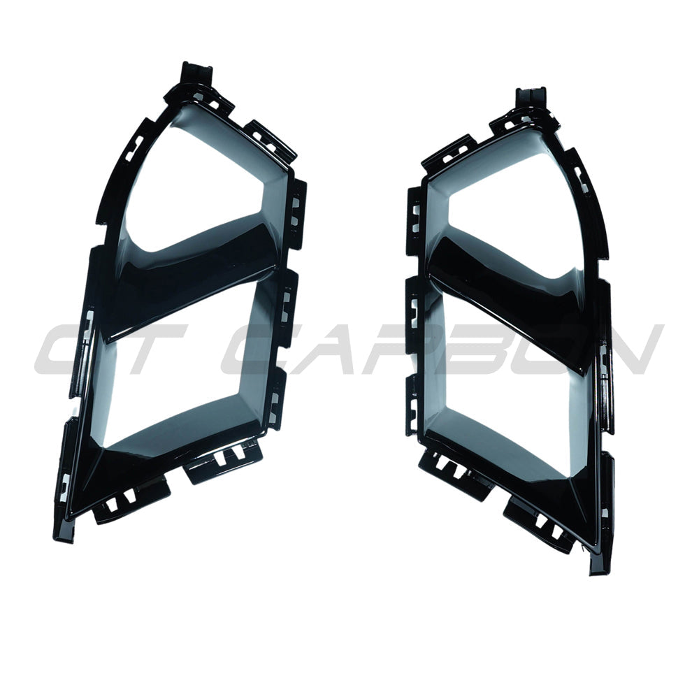 BMW M3/M4 G80 G81 G82 G83 Front Bumper Air Vents & Intake Ducts - Gloss Piano Black ABS OEM-Style Replacement Pair | G8X Front Vent Covers/Air Scoops/Inlet Trims (2021+) | BLAK by CT Carbon