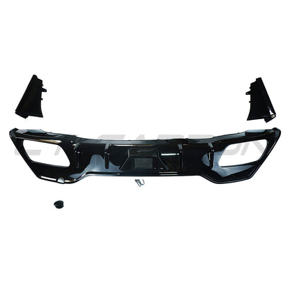 BMW 8 Series G16 Gran Coupe 2018+ Gloss Piano Black Rear Diffuser / Valance / Splitter with Integrated LED Centre Light – Rear Bumper Insert, Rear Apron, Lower Skirt Trim | CT Carbon ABS