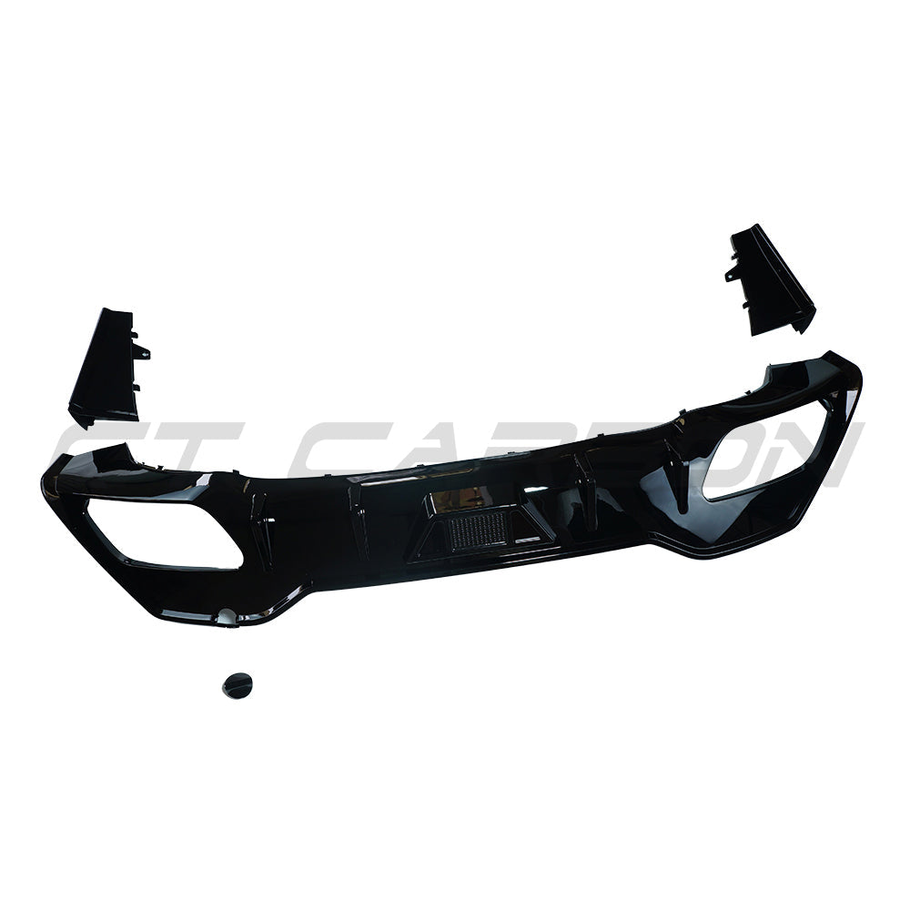 BMW 8 Series G16 Gran Coupe 2018+ Gloss Piano Black Rear Diffuser / Valance / Splitter with Integrated LED Centre Light – Rear Bumper Insert, Rear Apron, Lower Skirt Trim | CT Carbon ABS