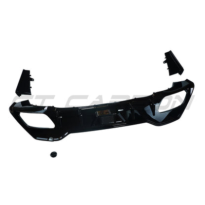 BMW 8 Series G16 Gran Coupe 2018+ Gloss Piano Black Rear Diffuser / Valance / Splitter with Integrated LED Centre Light – Rear Bumper Insert, Rear Apron, Lower Skirt Trim | CT Carbon ABS