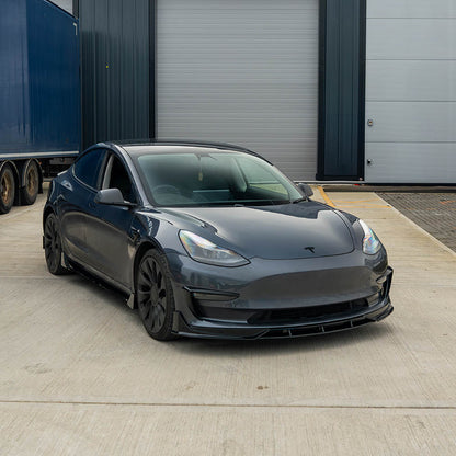 Tesla Model 3 Gloss/Piano Black Body Kit (2017+) – BLAK by CT Carbon | Blackout Black Pack Aero Styling with Front Lip Splitter, Side Skirts, Rear Diffuser & Boot/Trunk Spoiler | OEM+ Shadowline Upgrade