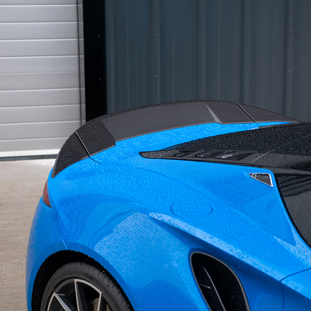 Lotus Emira 2022+ Carbon Fibre/Carbon Fiber Body Kit by CT Design - Full Aero/Aerodynamic Package (Carbon Pack): Dry Pre-Preg Front Lip Splitter, Side Skirts, Rear Diffuser & Lip Spoiler - OEM+ Performance Styling Upgrade