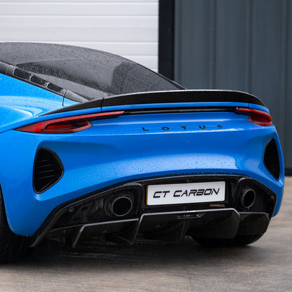 Lotus Emira 2022+ Carbon Fibre/Carbon Fiber Body Kit by CT Design - Full Aero/Aerodynamic Package (Carbon Pack): Dry Pre-Preg Front Lip Splitter, Side Skirts, Rear Diffuser & Lip Spoiler - OEM+ Performance Styling Upgrade
