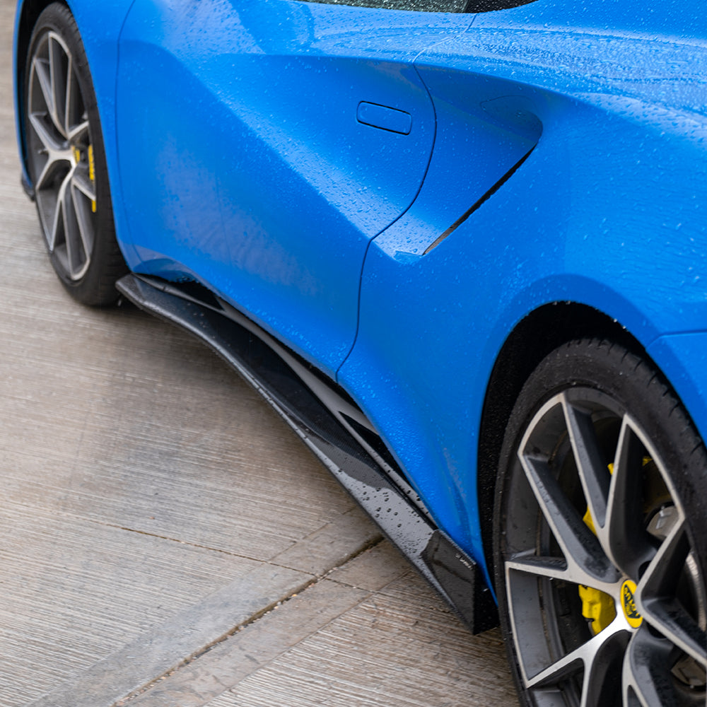 Lotus Emira 2022+ Carbon Fibre/Carbon Fiber Body Kit by CT Design - Full Aero/Aerodynamic Package (Carbon Pack): Dry Pre-Preg Front Lip Splitter, Side Skirts, Rear Diffuser & Lip Spoiler - OEM+ Performance Styling Upgrade