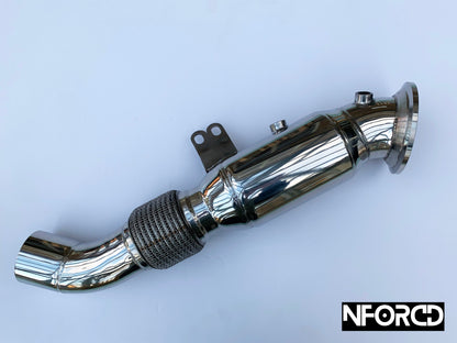 BMW B58 Catless Front Pipe / De‑Cat Downpipe 4.5in (114mm) | Cat Delete Straight Pipe for M140i M240i 340i 440i F20 F22 F30 F32 – High‑Flow Performance Exhaust Upgrade | Stage 2 Supporting Mod