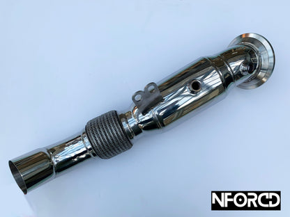 BMW B58 Catless Front Pipe / De‑Cat Downpipe 4.5in (114mm) | Cat Delete Straight Pipe for M140i M240i 340i 440i F20 F22 F30 F32 – High‑Flow Performance Exhaust Upgrade | Stage 2 Supporting Mod