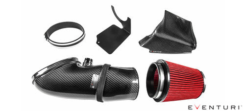 Eventuri Carbon Fibre (Fiber) Intake Tube + Ram-Air Scoop – BMW M3 E90 E92 E93 (E9X) S65 V8 – Performance Induction Kit / Cold Air Intake System – Carbon Inlet Pipe Upgrade (2007–2013)