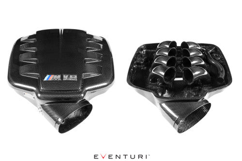 Eventuri Carbon Fibre (Fiber) Intake Plenum/Chamber for BMW M3 E90 E92 E93 (E9X, S65 V8) – Carbon Airbox Lid / Intake Manifold Lid – CSL‑Style Induction Sound Upgrade – Velocity Stack Resonance Chamber – Direct OEM Replacement