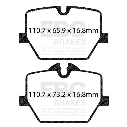 EBC Yellowstuff Rear Brake Pads For BMW G20 M340i, G22 M440i, G42 M240i, Toyota GR Supra & more (4000 Series Sport Set DP42415R)