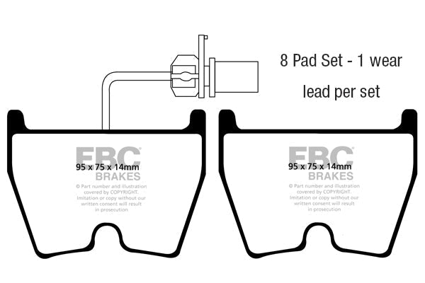 EBC Brakes Bluestuff NDX DP51513NDX Front Brake Pads | Uprated High-Friction Performance/Track Day Fast Road Pad Set for OEM Brembo Calipers | Fits Audi R8, RS4 B7/B8, RS6, RSQ3 8U, Lamborghini Gallardo & Murcielago, VW Phaeton