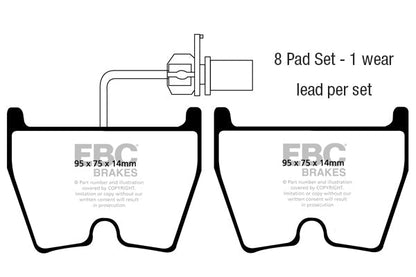 EBC Redstuff Ceramic Front Brake Pads for Brembo Front Calipers | DP31513C | Fits Audi R8, RS4 B7/B8, RS6 C5, RSQ3 8U; Lamborghini Gallardo & Murcielago; Volkswagen Phaeton | Low Dust, ECE R90