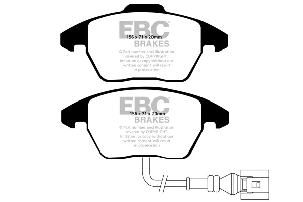 EBC Greenstuff 2000 Front Brake Pads + BSD Slotted Discs Kit (ATE Front Calipers) for Audi A1 8X, Seat Ibiza 6P/6J, Skoda Fabia 5J/NJ, Rapid, Seat Toledo, Volkswagen Polo MK5/MK6, Beetle MK6 - PD16KF005 (DP21517/BSD818)