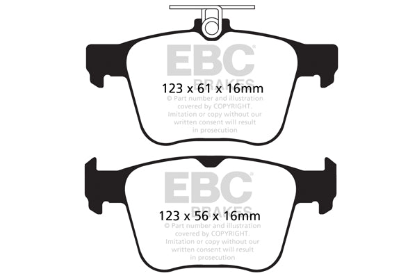 EBC Greenstuff 2000 Rear Brake Pads DP22173 for ATE Rear Caliper - Street Sport Low Dust Ceramic - Fits VAG MQB: Audi S3 8V, TT/TTS 8S, VW Golf Mk7 GTI/R, Passat B8, Tiguan, SEAT Leon 5F, Skoda Octavia 5E - Performance OE Replacement Pad Set