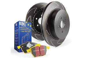 EBC Yellowstuff 4000 Rear Brake Pads & BSD Slotted Discs Kit - Bosch/TRW Caliper - Fits Audi A3 8P, Seat Leon 1P, Skoda Octavia 1Z, VW Golf MK6 - PD18KR078 (DP42075R/BSD1772)