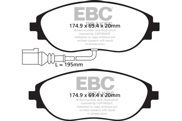 EBC Redstuff Sport DP32127C TRW Front Caliper Ceramic Performance Brake Pads – Low Dust Fast Road Street Upgrade | Audi S3 8V, TT/TTS 8S | VW Golf GTI Mk7/Clubsport, Passat B7/B8, Arteon | SEAT Leon Cupra 5F | Skoda Octavia vRS 5E, Superb