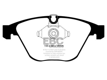 EBC Greenstuff 2000 Front Brake Pads & USR Slotted Discs Kit 348mm for BMW 5/6/7 Series E60 E61 E63 E64 E65 E66 E67 - ATE Caliper - PD06KF113 DP21449 USR1218