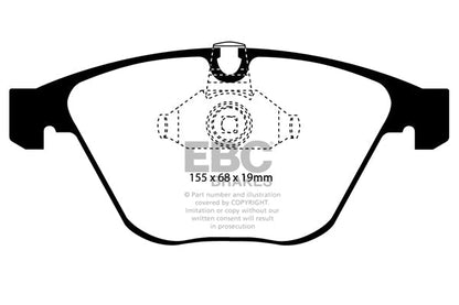 EBC Yellowstuff 4000 Front Brake Pads + USR Slotted/Grooved Front Discs Kit for BMW 5 & 6 Series E60 E61 E63 E64, ATE Calipers, 348mm – Performance Discs & Pads/Rotors Set – 540i 545i 630i 645i (DP41449R, USR1390R)