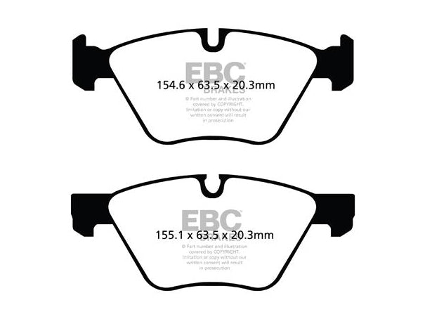 EBC Brakes Greenstuff 2000 Front Brake Pads + Plain OE Smooth Discs Kit 310mm for BMW 5 Series E60/E61 520i 523i 525i ATE Caliper/Calliper - Front Axle Rotor & Pad Set, Replacement Upgrade - DP21493 D1244 PD01KF209