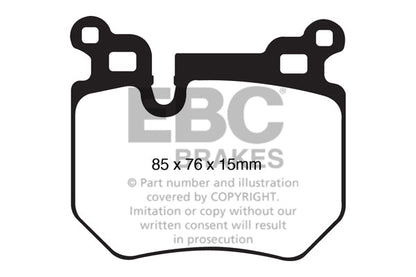 EBC Redstuff Ceramic Rear Brake Pads DP31996C for BMW 1 Series 135i E82/E88 2007-2014 - Low Dust Street/Fast Road Performance Back Brake Pads Upgrade, ECE R90 Approved, N54 N55 3.0 Turbo, Coupe & Convertible