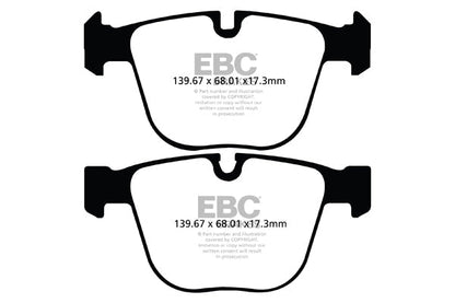 EBC Redstuff Low Dust Ceramic Rear Brake Pads for BMW 7 Series F01 F02 F04 & 5 Series GT F07 (ATE Rear Caliper) - DP32020C - Fits 520i/530i/535i/550i GT, 730i/740i/750i/760i, ActiveHybrid 7, Alpina B7