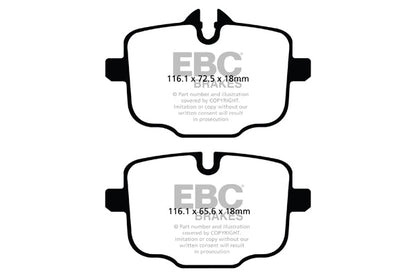 EBC Redstuff Ceramic Rear Brake Pads for BMW F06 F10 G11 G30 (TRW Rear Caliper, 370x24mm) | DP32089C | Fits 5/6/7 Series: 550i, ActiveHybrid 5, 640i GT, 750i | Low Dust Fast Road Performance