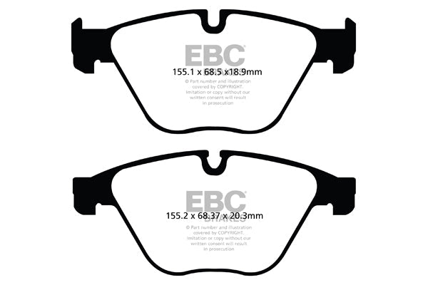 EBC Greenstuff 2000 Front Brake Pad Set for BMW 5 Series F10/F11 2010-2017 (518i 520i 523i 525i 528i 530i) – ATE Calipers/Callipers – Performance Street/Sport Ceramic, Low Dust Fast Road Upgrade – DP22103