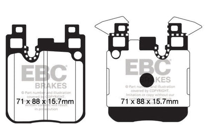 EBC Bluestuff NDX Rear Brake Pads for BMW F20 F21 F22 F30 F31 F32 F33 F34 F36 F80 F82 F87 (Brembo/M Performance Rear Calipers) Track Day Fast Road Street/Track Performance Upgrade - M135i M140i 228i 328i 330i 335i 340i 435i 440i M2 M3 M4 - DP52133NDX