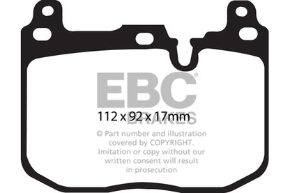 EBC Brakes Orangestuff Race Front Brake Pads for BMW F20 F21 F22 F23 F30 F31 F32 F33 F34 F36 with Brembo M Performance Calipers (M135i M140i M235i M240i 335i 340i 435i 440i) - DP92130