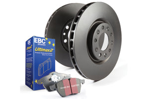 EBC Ultimax2 Front Brake Discs Rotors & Pads Kit 330mm Plain Black Coated for BMW 2 3 4 Series F22 F23 F30 F31 F34 F32 F33 F36 (228i 230i 325i 328i 330i 425i 428i 430i xDrive) OE Replacement Service Pack PDKF249 DPX2105 D1860 330x24mm Vented