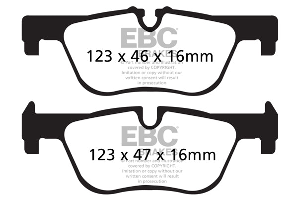 EBC Yellowstuff 4000 Rear Sport Brake Pads & Plain Discs Kit for BMW 3 Series F30 F31 F34 & 4 Series F32 F33 F36  ATE Caliper (330i 328i 430i 428i 425i) PD03KR121 DP42132R D1881