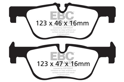 EBC Yellowstuff 4000 Rear Sport Brake Pads & Plain Discs Kit for BMW 3 Series F30 F31 F34 & 4 Series F32 F33 F36  ATE Caliper (330i 328i 430i 428i 425i) PD03KR121 DP42132R D1881