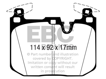 EBC Redstuff Ceramic Low Dust Front Brake Pads for BMW M2 M2 Competition M3 M4 (F80 F82 F83 F87) with Brembo Front Calipers - DP32360C